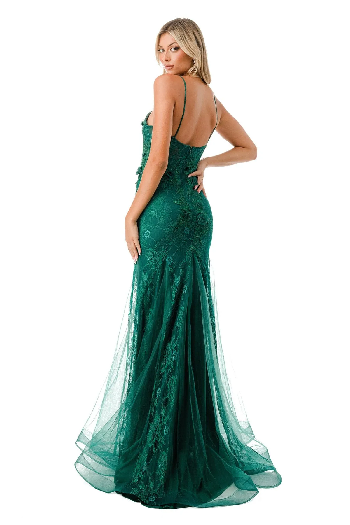 3D Floral Fitted Bustier Gown by Coya P2120