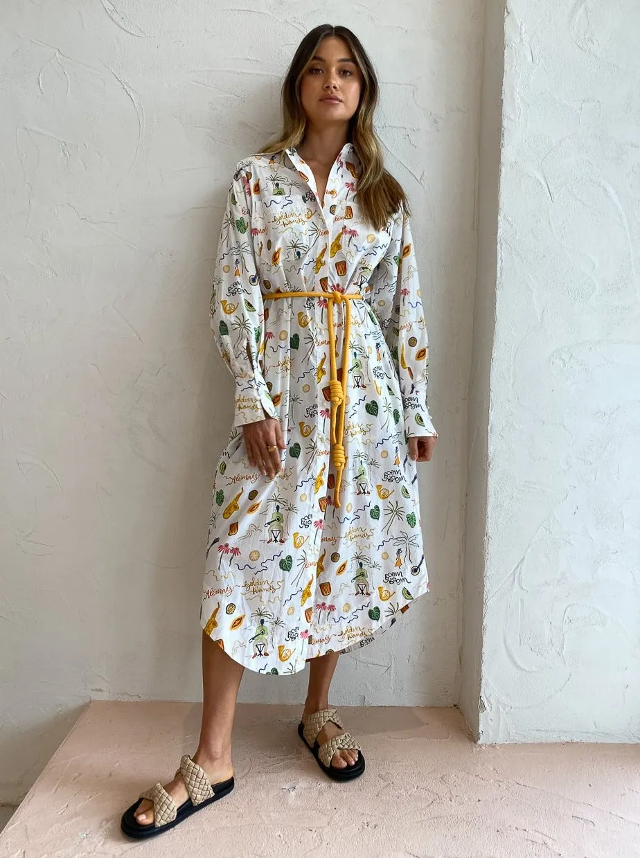 Alemais Golden Hands Shirtdress in Multi