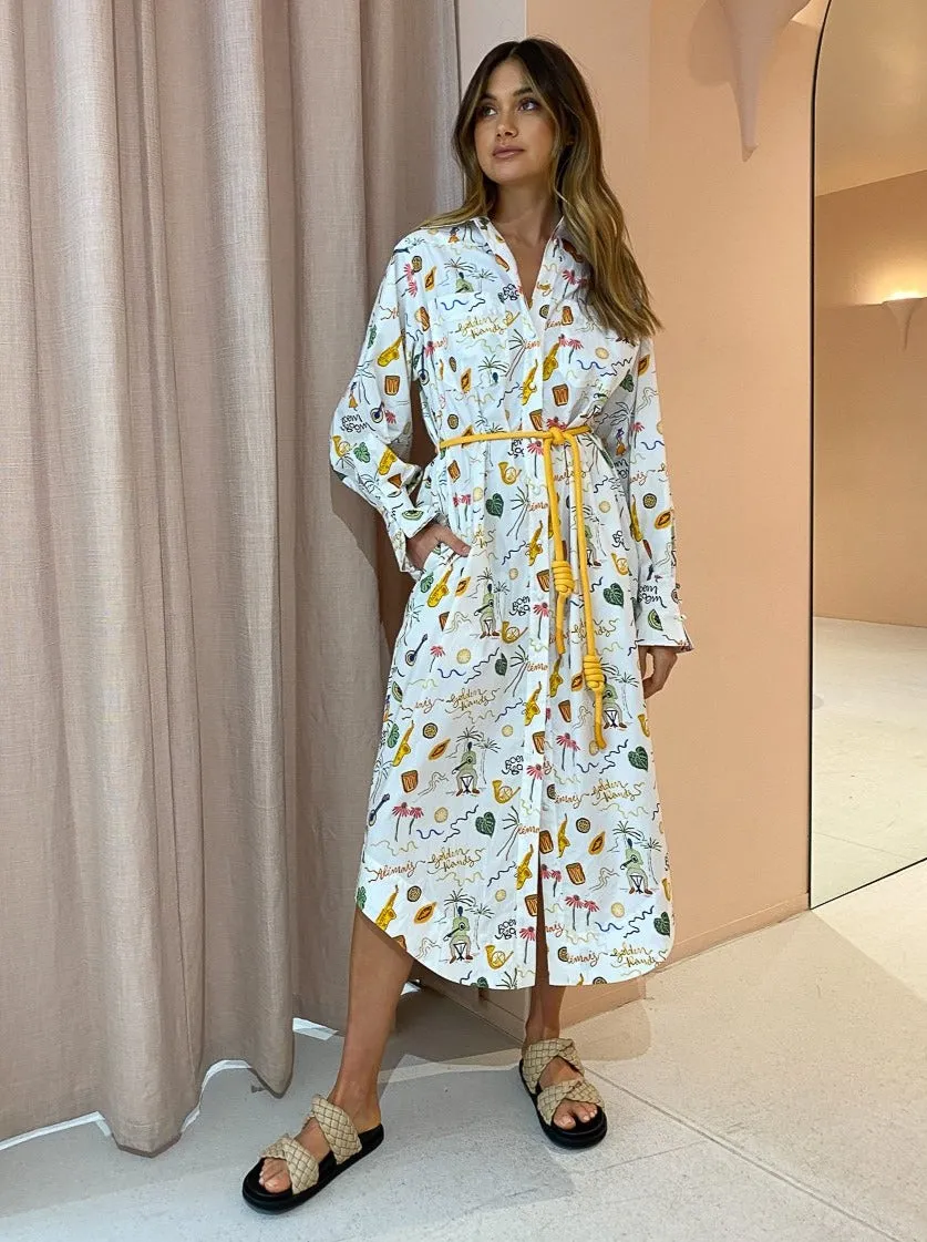 Alemais Golden Hands Shirtdress in Multi
