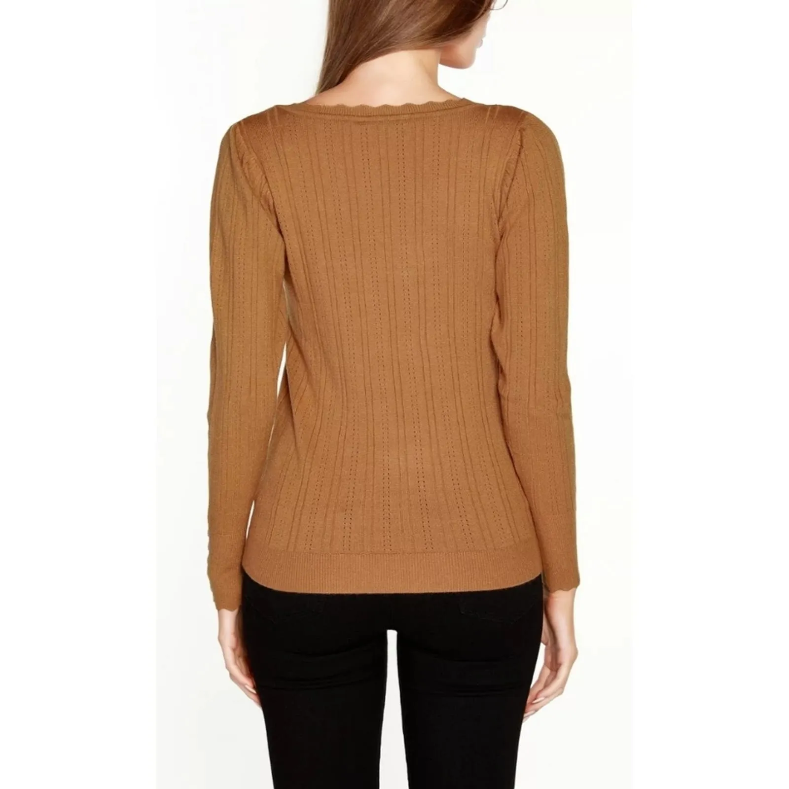 BELLDINI Women's Kaily K. Square Neck Sweater Almond XL