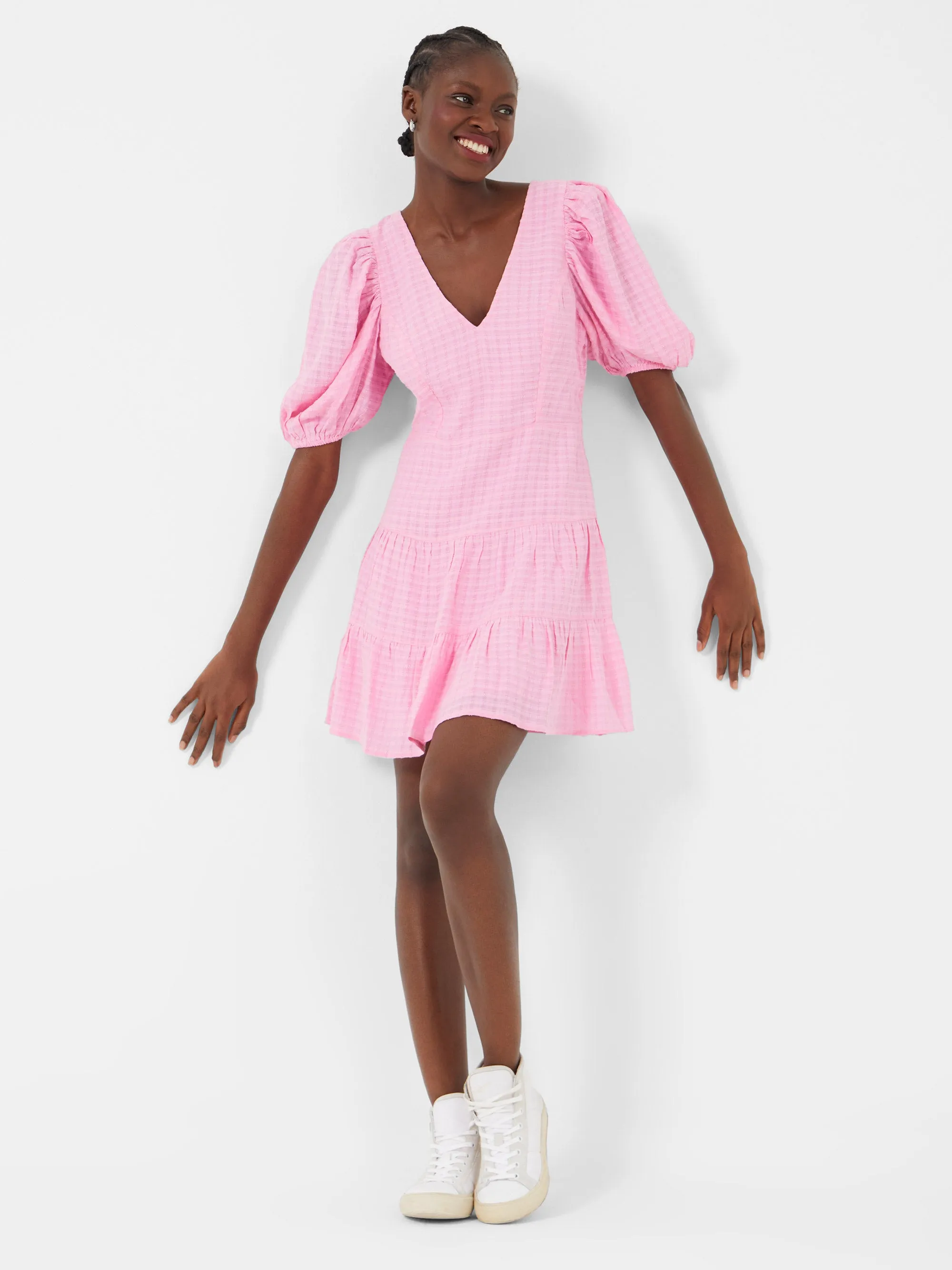 Birch Gingham Tiered Dress
