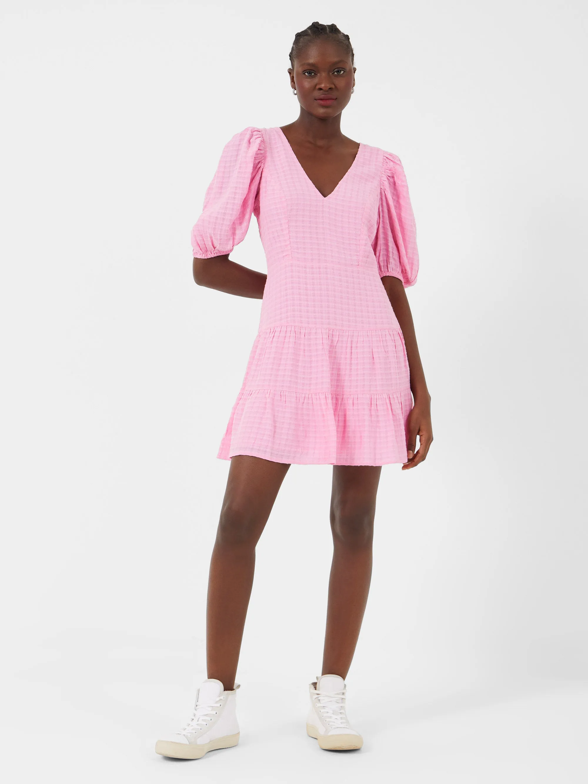 Birch Gingham Tiered Dress