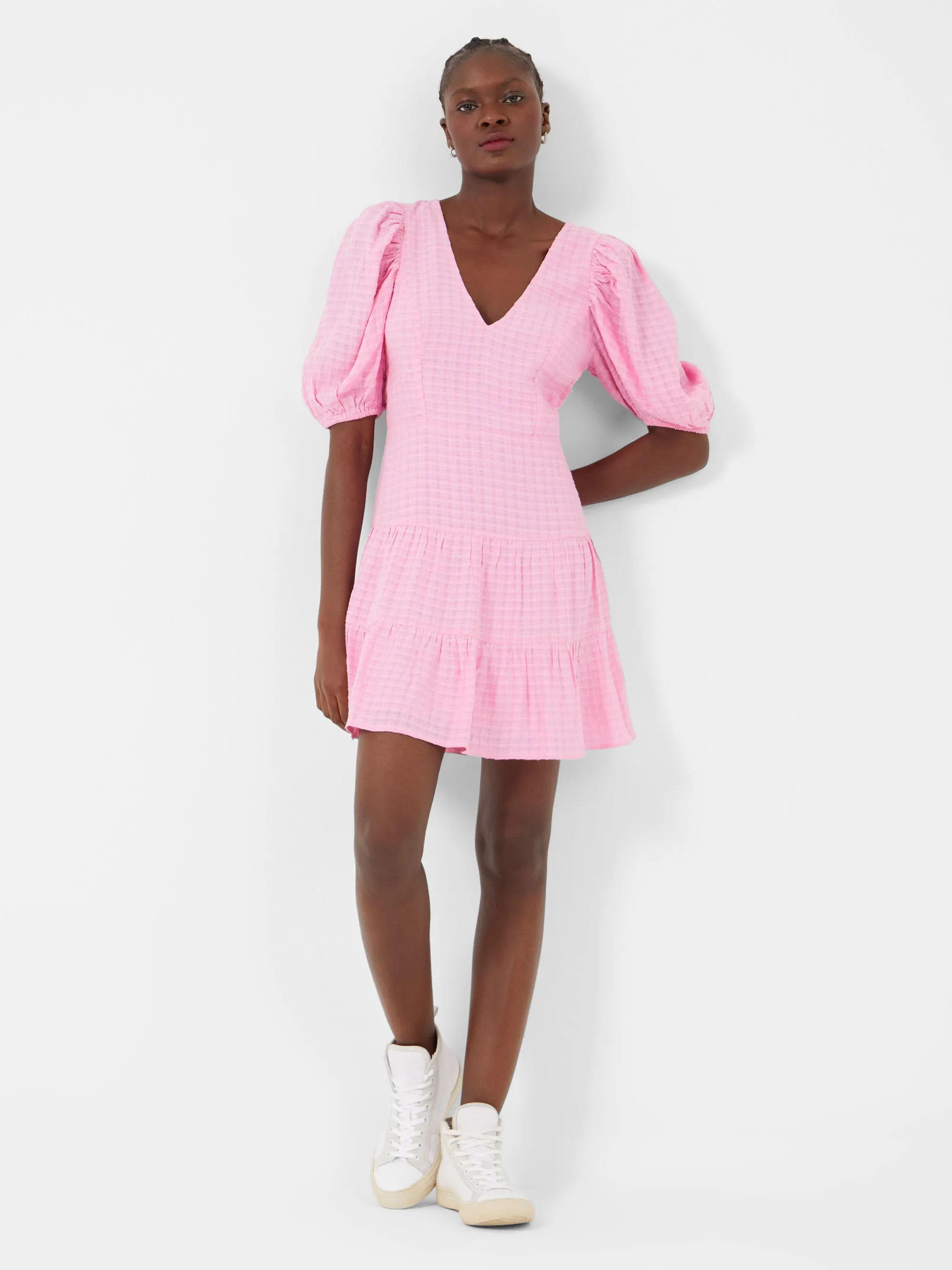 Birch Gingham Tiered Dress