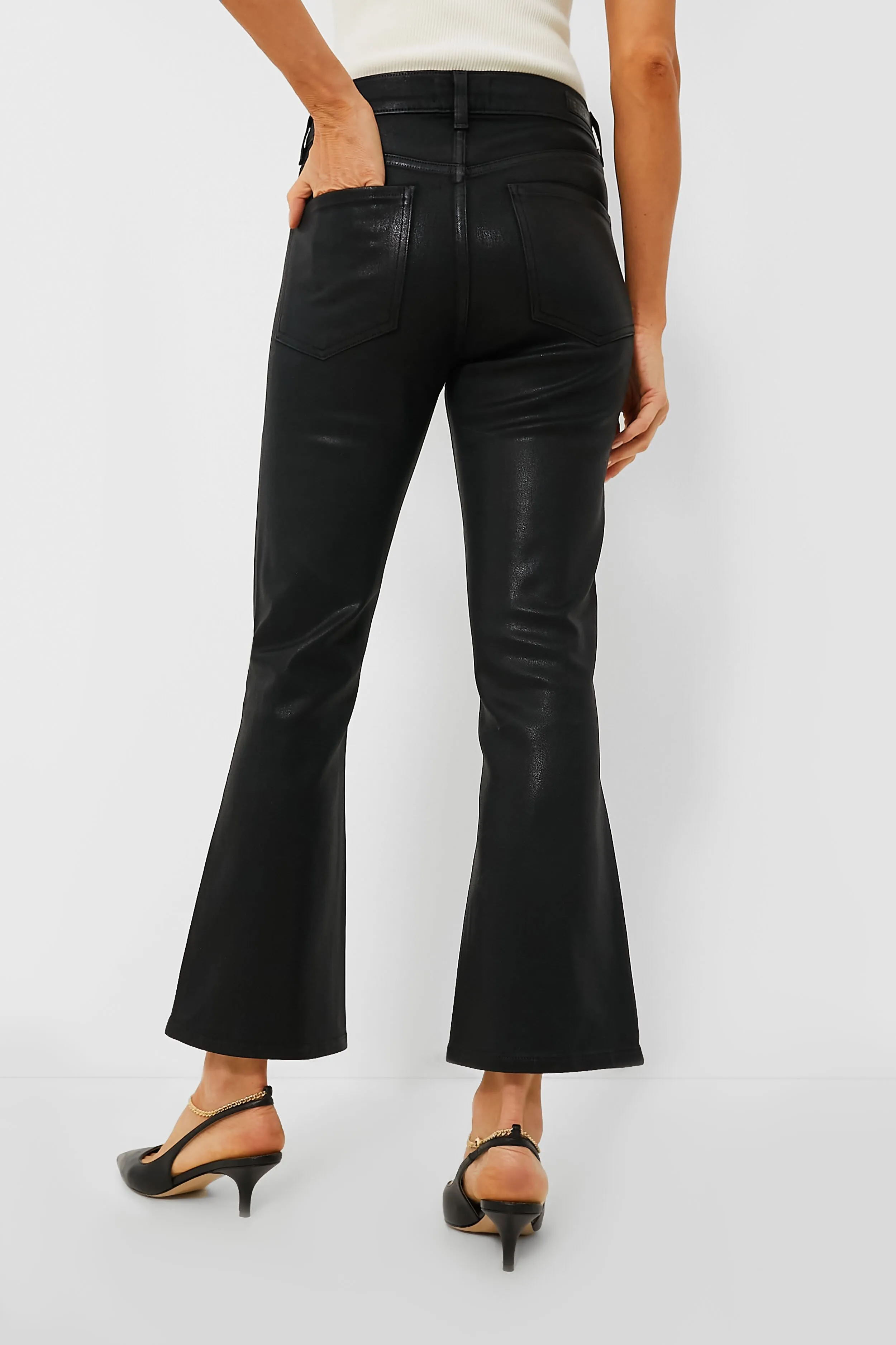 Black Coated Bella Crop Flare