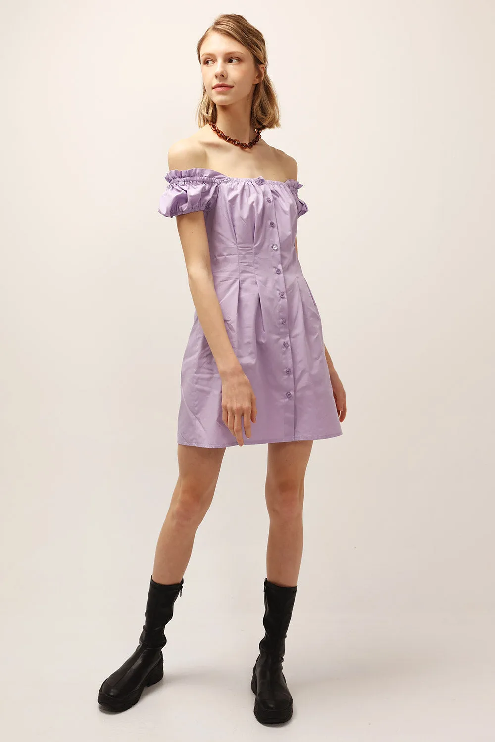 Camila Square Neck Pintuck Dress