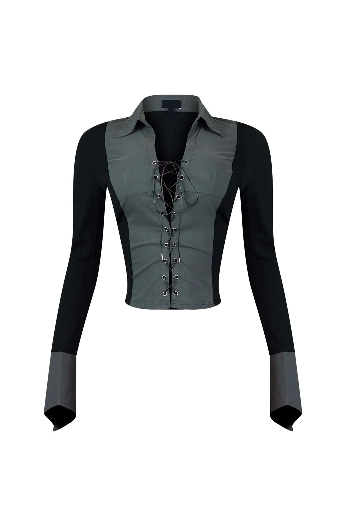 Demure Girl Poplin Contrast Top