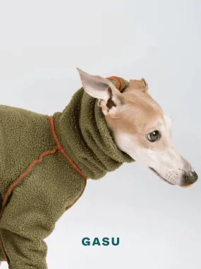 Double-sided 4-Leg Fleece Dog Jumpsuit | Moss Green