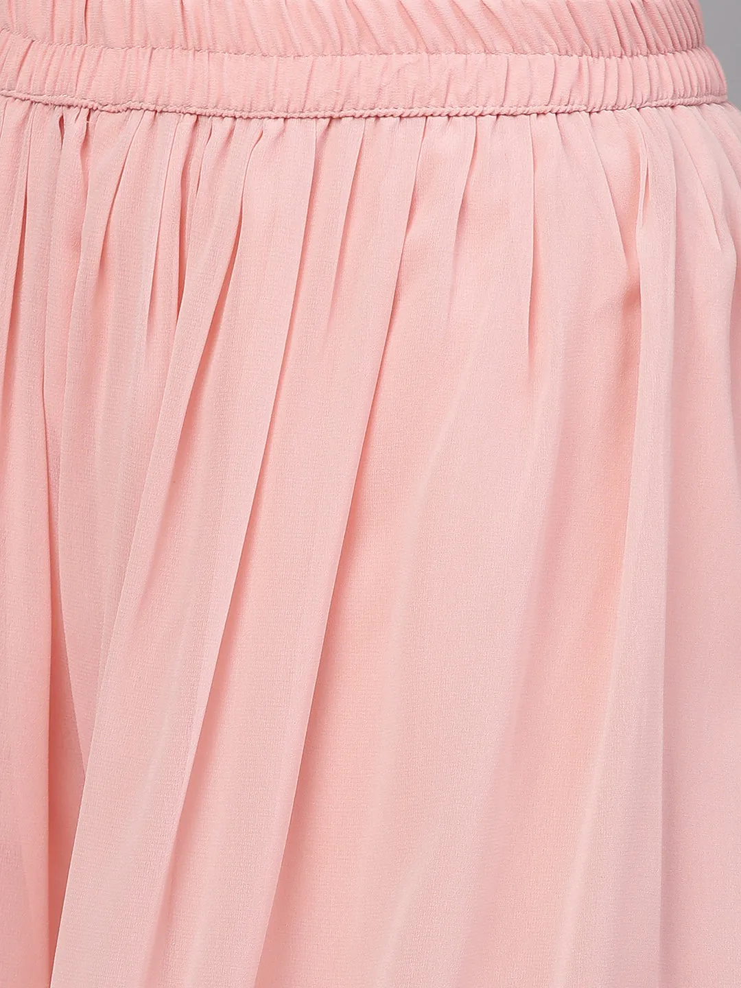 Ethnic Embroidered Peplum with Palazzo and Dupatta - Blush Pink