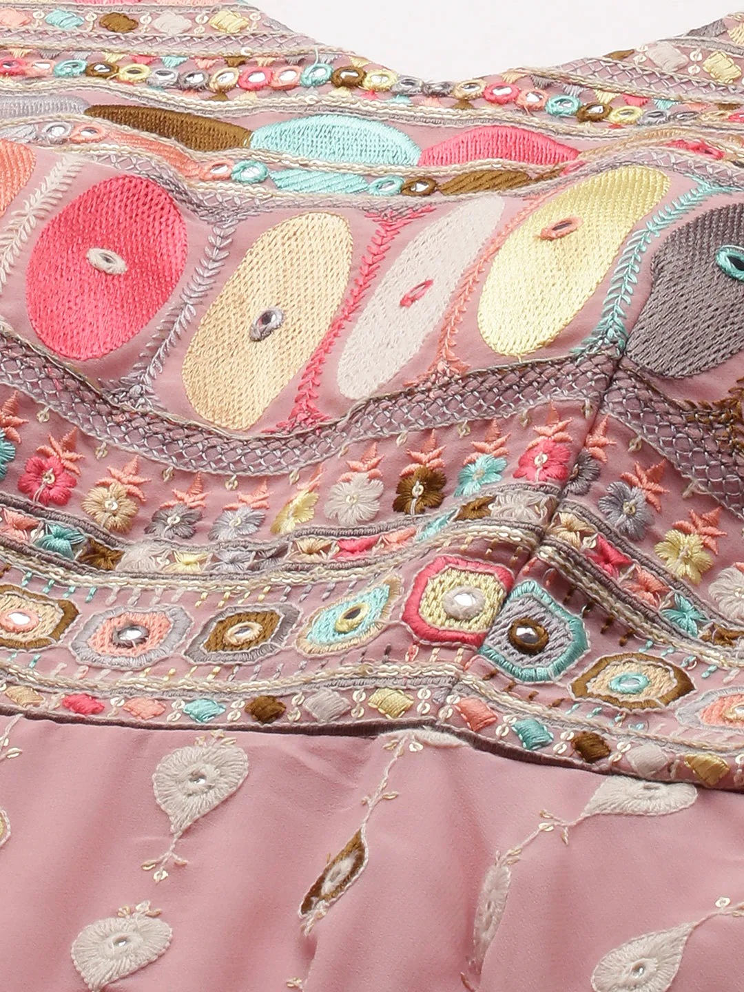 Ethnic Embroidered Peplum with Palazzo and Dupatta - Blush Pink
