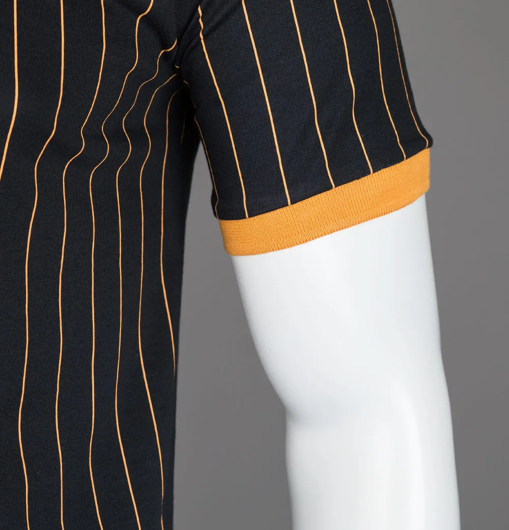 Fila Vintage BB1 Classic Striped Polo Shirt Black/Yam/Potting Soil