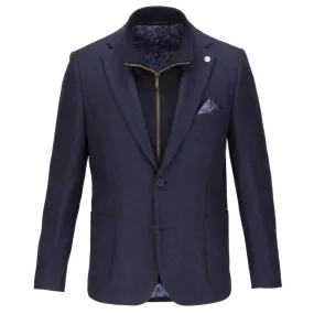 Guide London JK3501 Brushed Tweed Navy Blazer with Gillet Insert