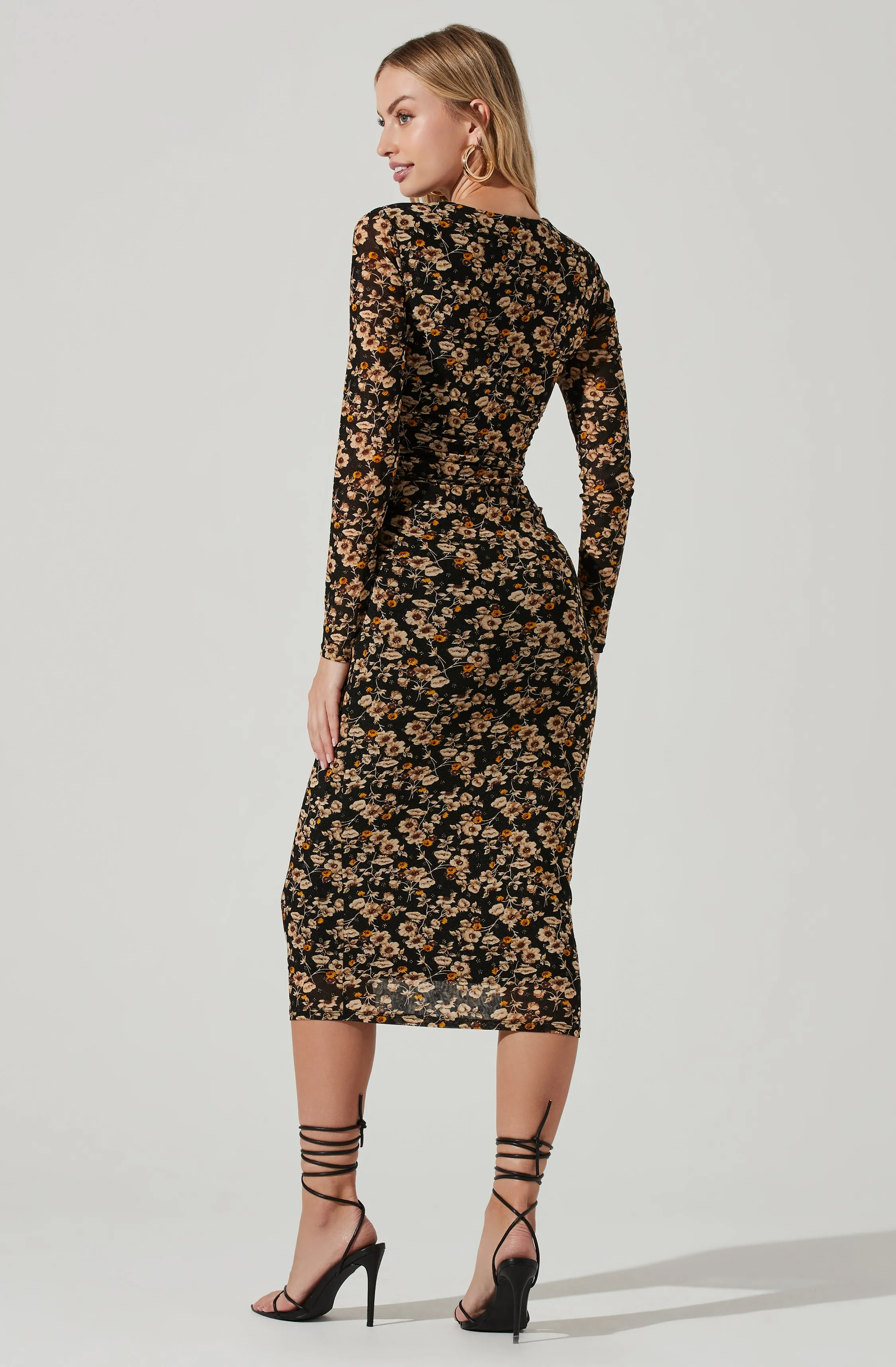 Hyacinth Floral Square Neck Midi Dress