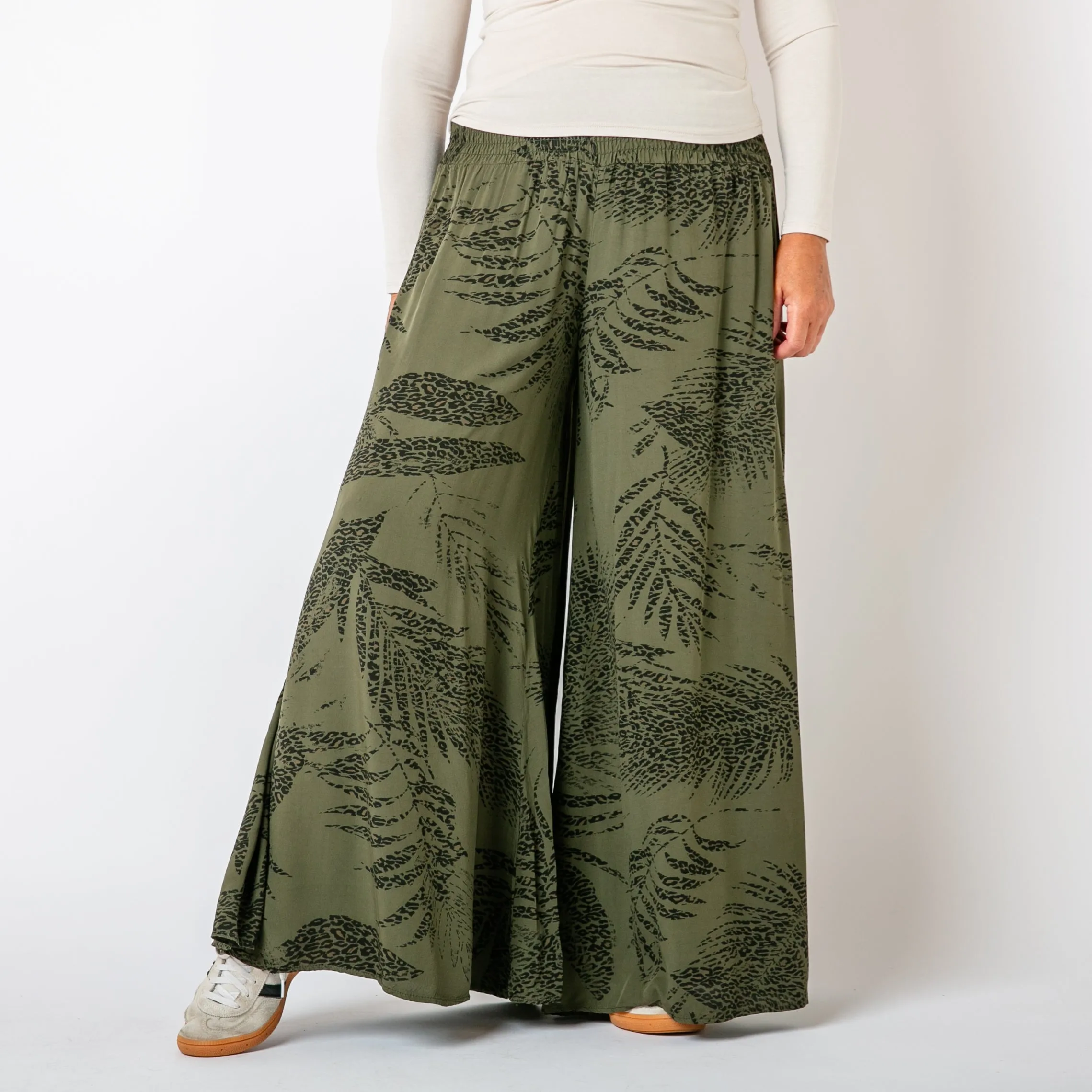 Leopard Leaf Wide Leg Trousers