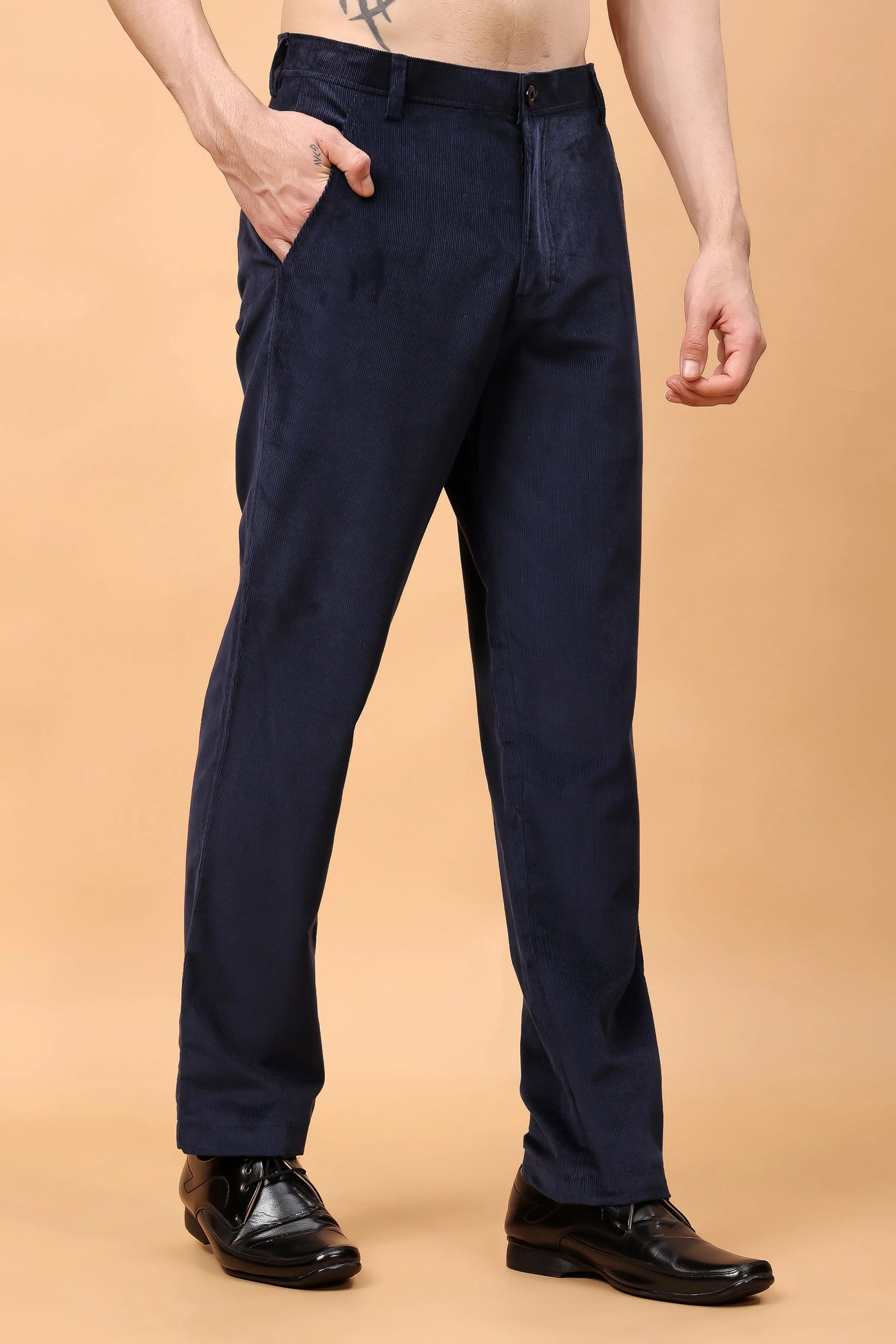 Navy Blue Corduroy Formal Trousers