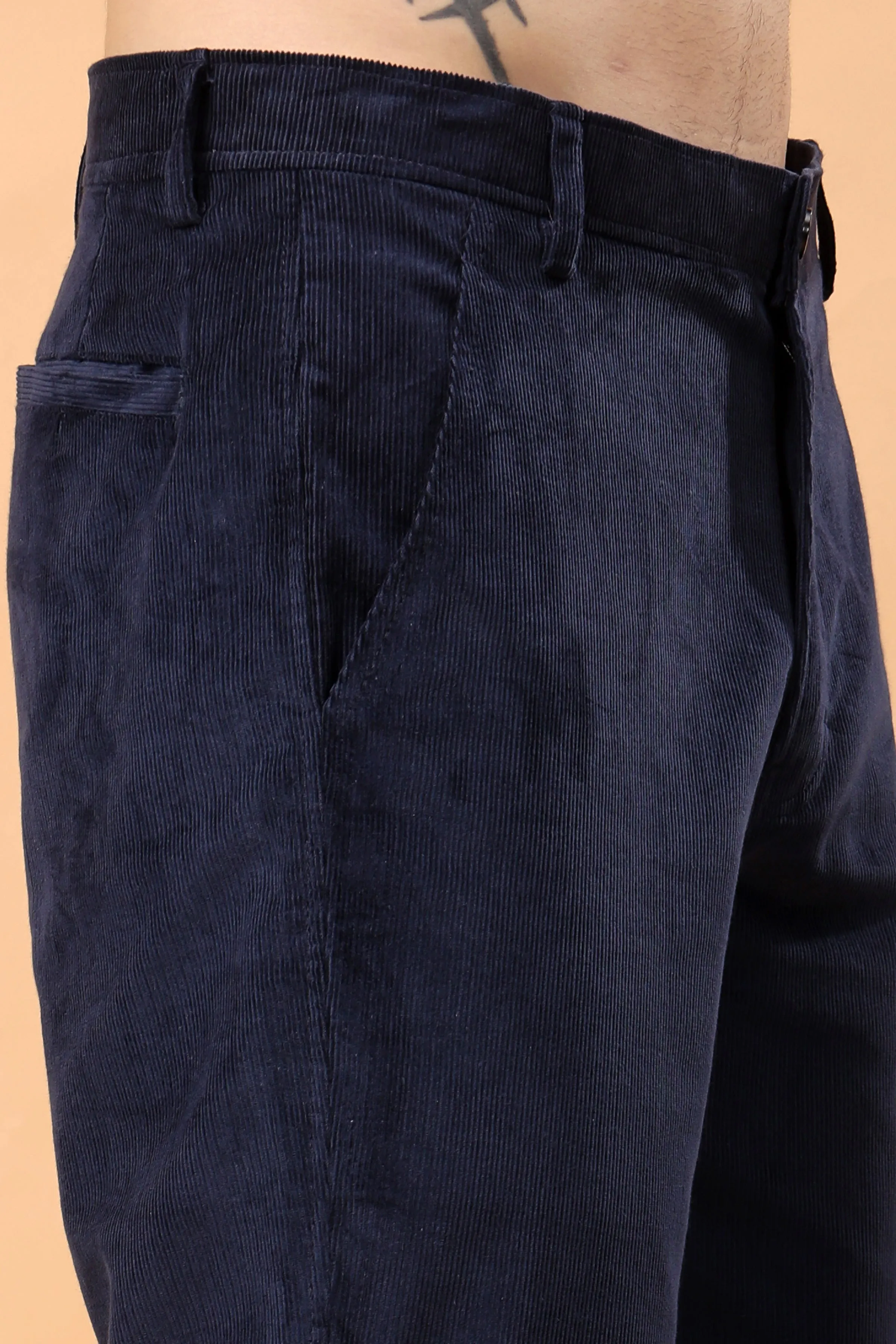 Navy Blue Corduroy Formal Trousers