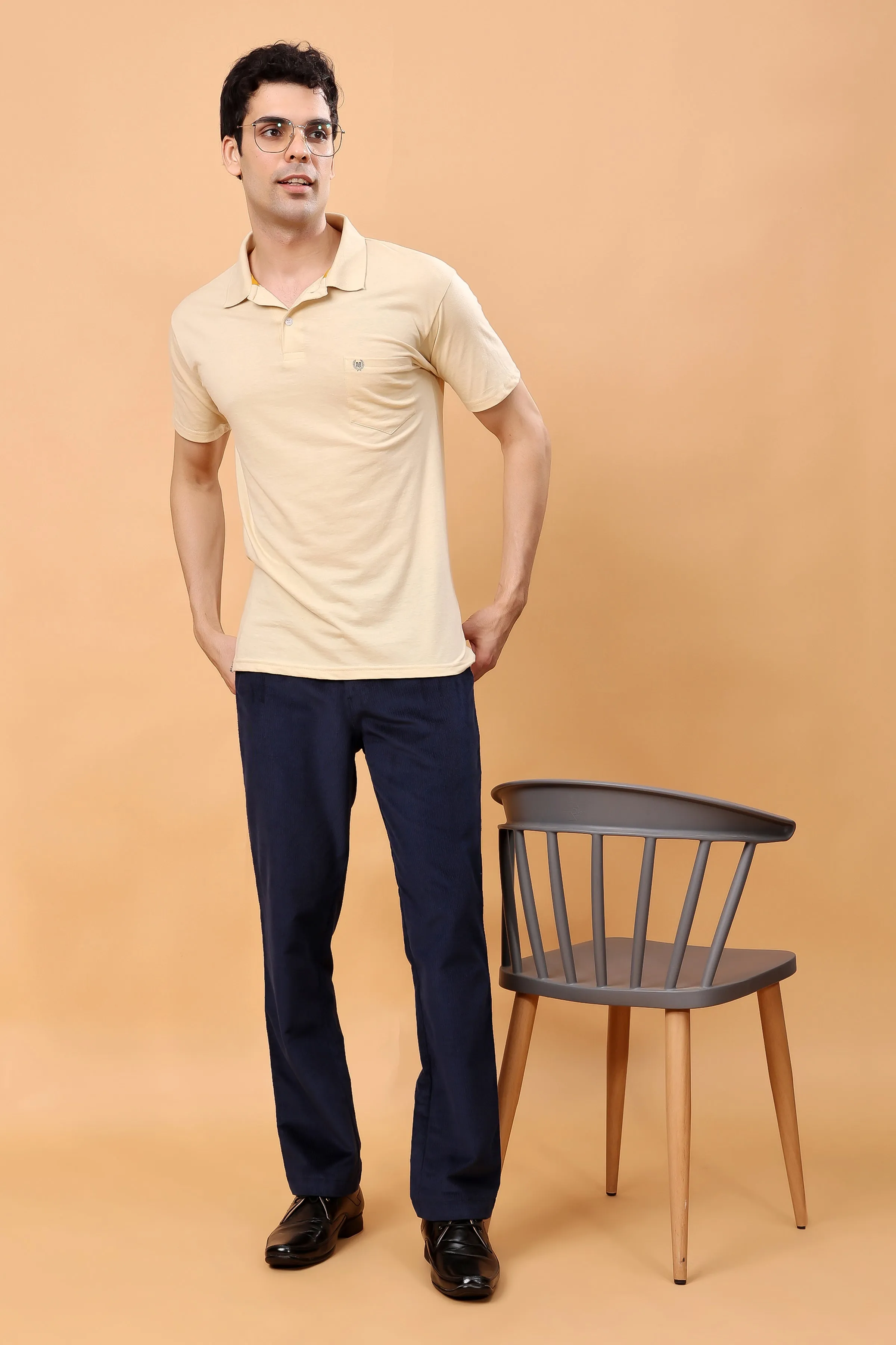 Navy Blue Corduroy Formal Trousers